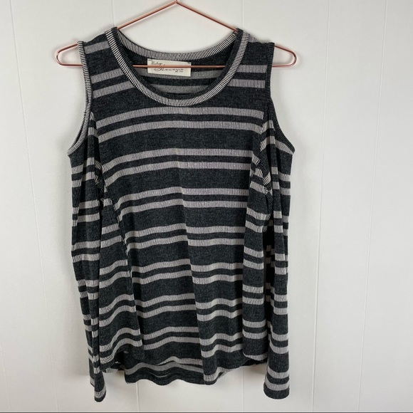 Vintage Havana Tops - Vintage Havana Cold Shoulder Ribbed Long Sleeve Top